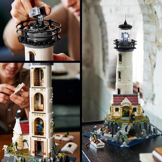 LEGO Ideas Gemotoriseerde vuurtoren met Lichtjes, Modelbouwset voor Volwassenen - 21335